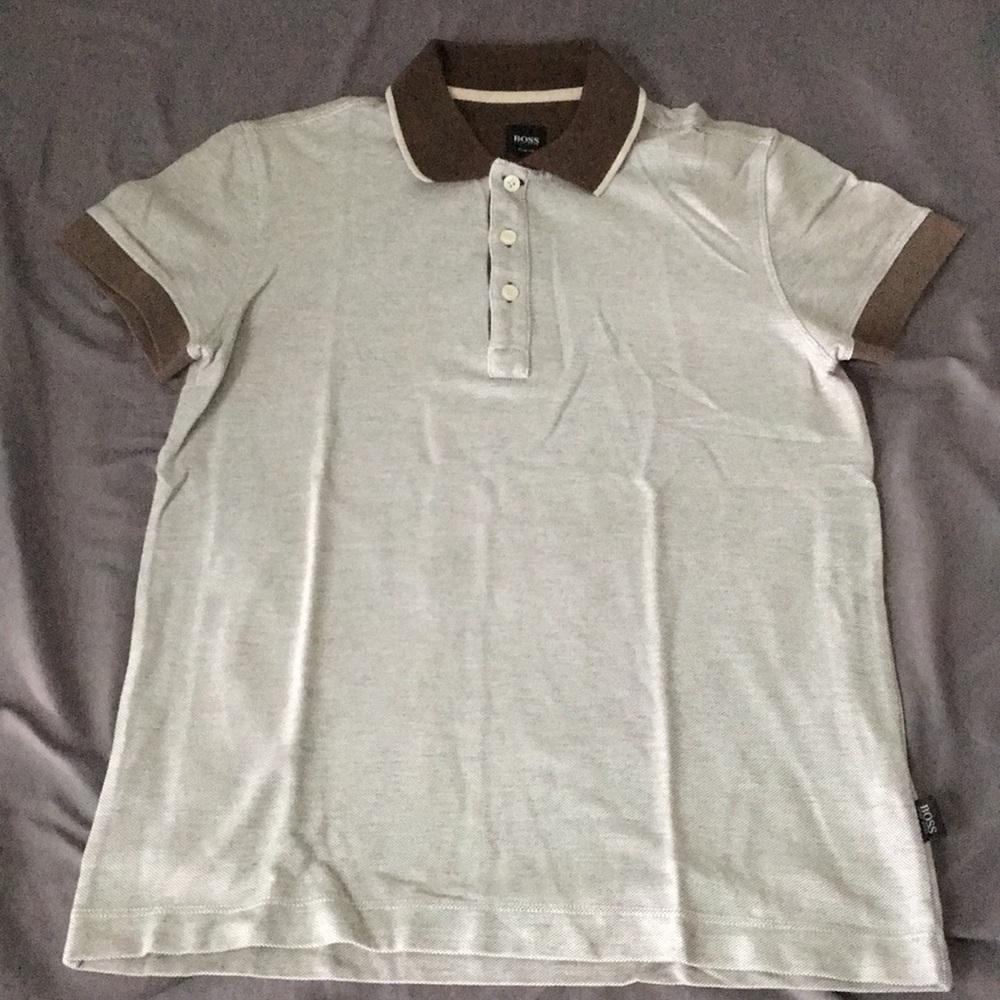 Hugo Boss black slim fit Gray Brown polo size S